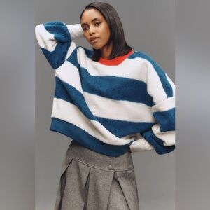 NWT Size XS (P2P 24") - Maeve Cotton Sherpa Fleece Stripe Sweater